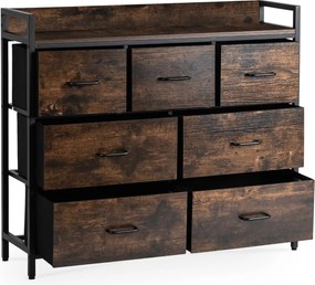 Fiókos komód rusztikus tölgy/fekete színben, 98 cm, HUDSON