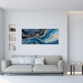 Kép - Kék-arany absztrakt márvány (120x50 cm)