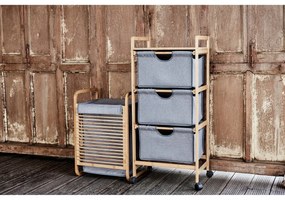 Többszintes támaszték 3 fiókkal Bahari, Wenko, 44 ​​x 96 cm, bambusz / poliészter / pamut, natúr / szürke