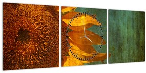 Kép - napraforgó (órával) (90x30 cm)