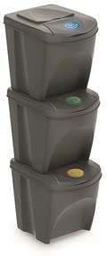 Szürke gyűjtemény szelektált hulladékhoz II, 3 x 25 l, szürke