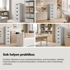 Fém kartotékszekrény szürke: SARA V5, 460 x 1625,5 x 600 mm