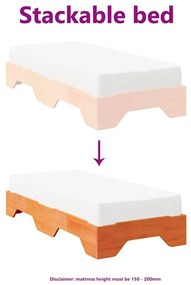 vidaXL ágy matrac nélkül rakásolható viaszbarna 90x190 cm tömör fa