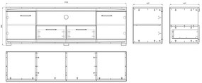 SIMPLE D2SZ2 TV-állvány Millenium Beton/Fehér Fényes - TV-ÁLLVÁNY KOMÓD NAPPALIBA FÉNYES