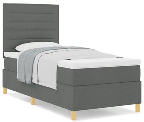 Box Spring Ágy Matraccal Sötétszürke 90x200 cm Szövet