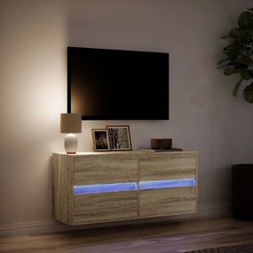 sonoma tölgy színű fali TV-szekrény LED-ekkel 100x31x45 cm