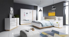 2 éjjeliszekrény, fehér/grandson tölgy/fehér magas fényű, CITY