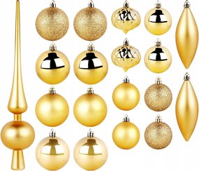 19 db Törhetetlen KarĂĄcsonyfadĂsz Gömb Szett Arany SzĂnƱ KarĂĄcsonyfĂĄra
