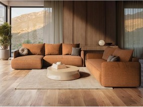 Krémszínű kinyitható-tárolóhelyes sarokkanapé (bal oldali) Nanea – Makamii