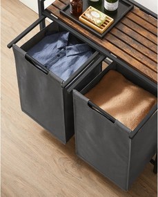 Szennyestartó, kihúzható és levehető ruhatartó zsákkal 2x46L, szürke