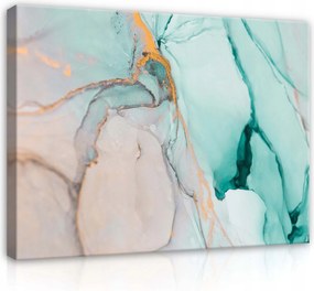 Vászonkép 80x60 Absztrakt márvány türkiz arany akvarell textúra természet