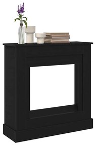 fekete tölgy színű szerelt fa kandallóburkolat 90x30x90 cm