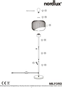 Nordlux MILFORD 48924001 Állólámpa 1x40W/E27 IP20