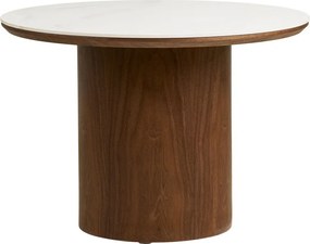 Sötét natúr színű kerek dohányzóasztal kerámia asztallappal ø 60 cm Noli – House Nordic