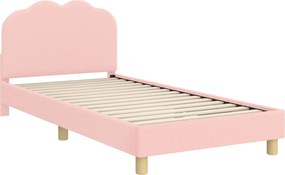 vidaXL Gyerekágy kerettel fejtámlával Rózsaszín 90 x 190 cm Juh Gyapjú
