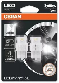 LED lámpa , égő , autó izzó , jelzőlámpa/irányjelző , 2 db-os csomag , W21/5W , 2.7 Watt , hideg fehér , Plug&amp;Play , OSRAM LEDriving , HL Easy