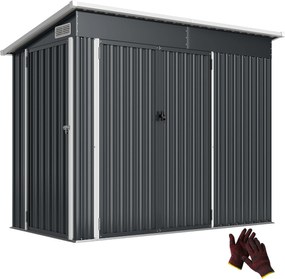 Outsunny fém kerti tároló, kb. 2,68 m² – zárható, 3 ajtós, szellőzött, egyoldali lejtésű tető (234 × 132 × 185 cm) | Aosom