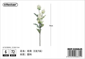 Mesterséges Virágos Ág 74cm Fehér Dekoráció