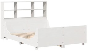 fehér tömör fa könyvespolcos ágy matrac nélkül 160 x 200 cm