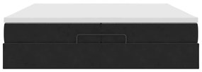 Ottomán ágykeret matracokkal Fekete 200x200cm bársony