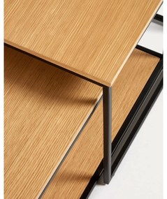 Natúr színű kerek dohányzóasztal szett tölgyfa dekoros asztallappal, 2 db-os 50x100 cm Yoana – Kave Home