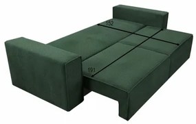 RONDA háromszemélyes ággyá alakítható kanapé tárolóhellyel, zöld
