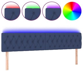 kék szövet LED-es fejtámla 180x7x78/88 cm