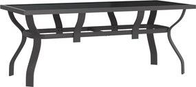 vidaXL szürke és fekete acél és üveg kerti asztal 180 x 80 x 70 cm