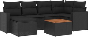 vidaXL 7 részes fekete polyrattan kerti ülőgarnitúra párnával
