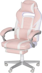 HOMCOM Játékvezető Szék Lábiasztallal, Magasságban Állítható Íróasztali Szék Fej- és Derékpárnákkal, Forgatható Játékos Ülés Dönthető Háttámlával, Műb