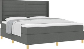 vidaXL Boxrugós ágy matracmal Sötétszürke 180 x 200 cm szövet