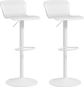 HOMCOM 2 db Forgatható Magas Konyhai Szék Háttámlával és Állítható Magassággal, Terhelhetőség 120 kg, Fehér | Aosom