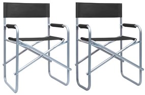 vidaXL 2 db fekete acél rendezői szék