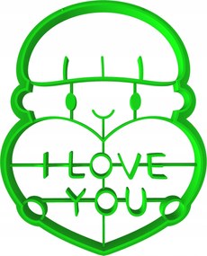 Prémium Mézeskalács lyukasztó keksz Valentin Nap Szív I Love You 8cm