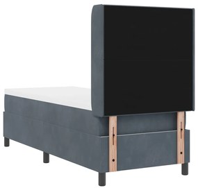 Box Spring Ágy Matrac Sötétszürke 80x200 cm Bársony
