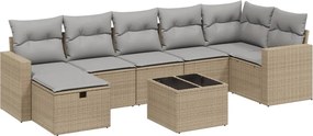 vidaXL 8 részes vegyes bézs polyrattan kerti ülőgarnitúra párnákkal