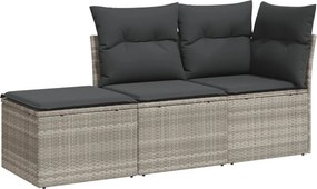 vidaXL 3 részes világosszürke polyrattan kerti ülőgarnitúra párnával