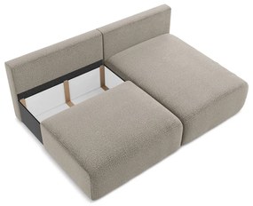 Bézs kinyitható-tárolóhelyes sarokkanapé (jobb oldali) Kalena – Makamii