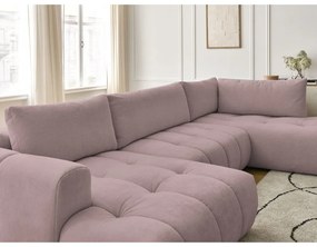Rózsaszín kinyitható-tárolóhelyes sarokkanapé (jobb oldali-U alakú) Fuji – Bobochic Paris