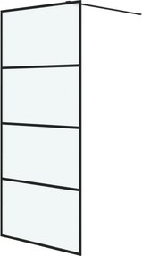 vidaXL fekete ESG tejüveg zuhanyfal küszöb nélküli zuhanyhoz 90x195 cm