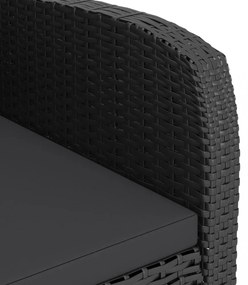 7 részes fekete polyrattan kültéri étkezőszett párnákkal
