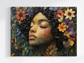 Vászonkép Canvas Portré Arc Nő Lány Virágok 100x75