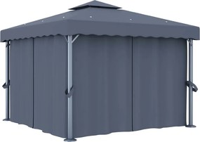 vidaXL antracitszürke alumíniumpavilon függönnyel 3 x 3 m