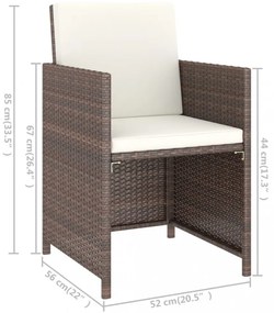 6 részes barna kültéri polyrattan étkezőgarnitúra párnákkal