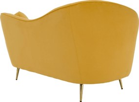 Kétszemélyes dizájn kanapé, sárga Velvet szövet/gold arany króm, EZIO TYP 2