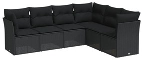 6 részes fekete polyrattan kerti ülőgarnitúra párnákkal