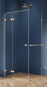 New Trendy Avexa Gold Brushed zuhanykabin 100x90 cm négyszögletes arany csiszolt/átlátszó üveg EXK-3019
