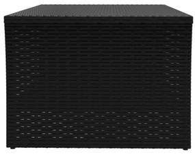 Fekete polyrattan dohányzóasztal 100 x 50 x 40 cm