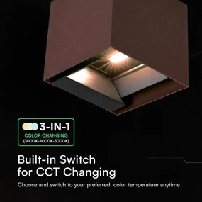 LED Sol fali lámpa érzékelővel LED/9W/3,7V 3000/4000/5000K IP65 2600 mAh barna