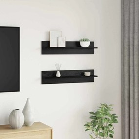 Falpolcok polcokkal 2 pcs Musta tammi 80 x 11.5 x 18 cm Faanyag